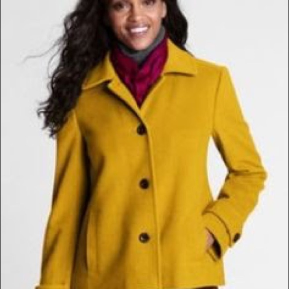 Size 4 Lands End Mustard Swing Peacoat